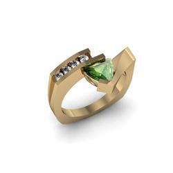 Genuine 0.72 ctw Tourmaline Trillion & Diamond Ring 14kt White or Yellow Gold 6.584g