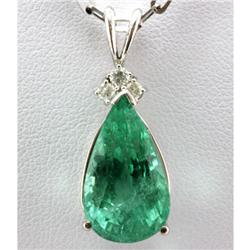 Genuine 11.18 ctw Pear Cut Ruby Light & Diamond Necklace 14kt White Gold