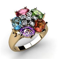 Genuine  2.85 ctw 10kt Multi-Color Precious Stone & Diamond Ring