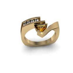 Genuine 0.67 ctw Citrine Trillion & Diamond Ring 10kt White or Yellow Gold 6.584g