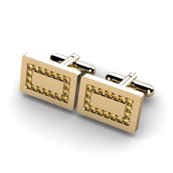 Genuine 1.44 ctw Citrine Cufflink 14kt W/Y Gold 5.44g0