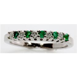 Genuine 0.36 ctw Emerald & Diamond Ring 14kt W/Y Gold 2.84g RS 7.25