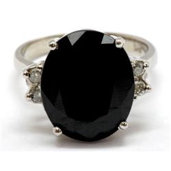 Genuine 9.54 ctw Dark Blue Sapphire & Diamond Ring 10kt W/Y Gold 3.85g RS 6