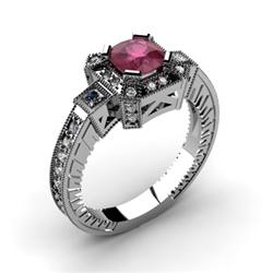 Genuine 1.88 ctw Ruby Cushion Engrave & Diamond Ring 10kt White or Yellow Gold 5.44g