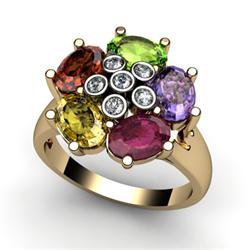 Genuine  3.18 ctw 14kt Multi-Color Precious Stone & Diamond Ring