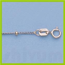 Genuine 16" 14kt Italian Gold-White 1.0mm, White Curb Chain Yellow Beads :2.4gr