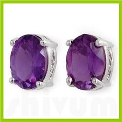 Genuine 3.0 ctw Amethyst Stud Earrings 14kt Gold-White