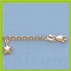 Genuine 7" 14ktItalian Gold-Yellow Hallow Rolo with Charms:3.5gr