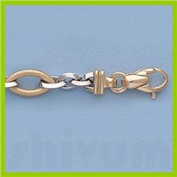 Genuine 7.25" 14ktItalian 2  Tone Gold 2 Tone Figaro-Oval Link:7.4gr