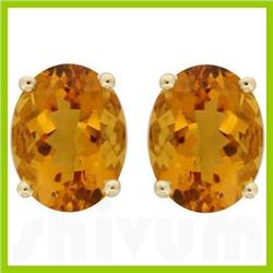 Genuine 3.0 ctw Citrine Oval Stud Earrings 14kt Gold-White