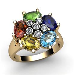 Genuine  2.85 ctw 10kt Multi-Color Precious Stone & Diamond Ring