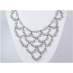 Genuine 10.74 Ctw Diamond Chandellier Design Necklace 18Kt White Gold