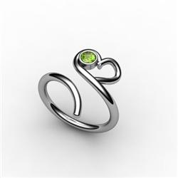 Peridot 0.12 ctw Heart Design Ring 18kt W/Y Gold
