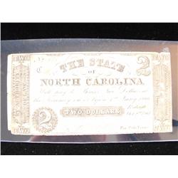 NORTH CAROLINA $2 RARE OBSOLETE 1861