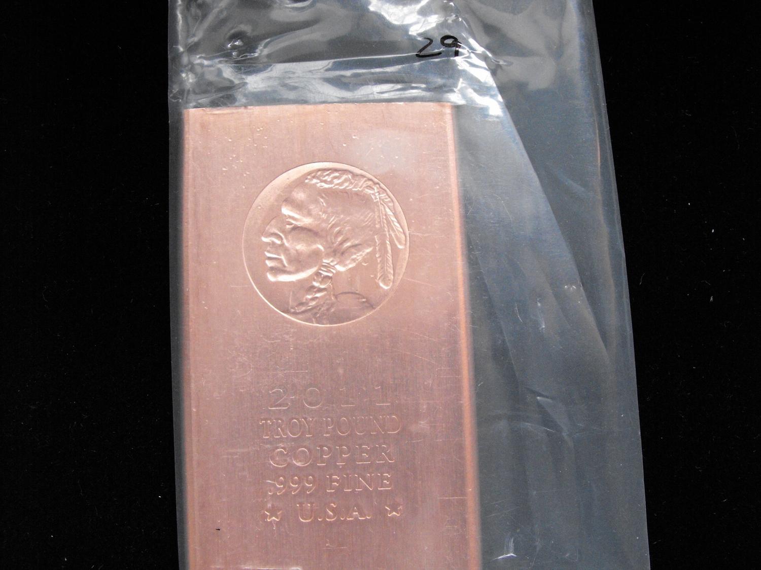 (1 ) POUND OF SOLID COPPER BAR .9999 FINE