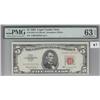 Image 1 : $5 1963 RED SEAL PMG UNCIRCULATED UNC 63 EPQ
