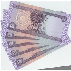 GROUP OF 5 50 DINAR NOTES IRAQ