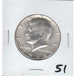 SILVER KENNEDY HALF DOLLAR 1968