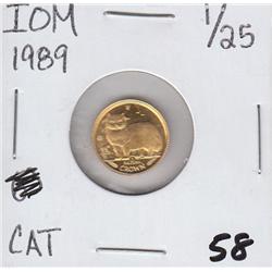 GOLD ISLE OF MAN 1989 CROWN 1/25 OUNCE .999 FINE GOLD