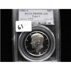 PROOF KENNEDY 1981 S PCGS PR 69 DCAM