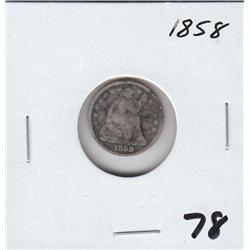 1858 SEATED DIME SILVER