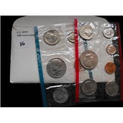 1980 UNC COIN SET P AND D MINTS
