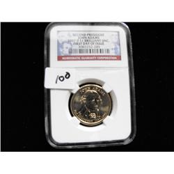 ADAMS $1 NGC FIRST DAY OF ISSUE