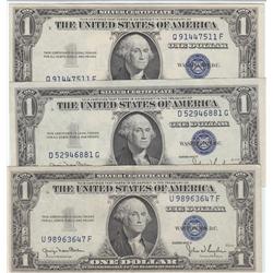 GROUP OF 3 $1 SILVER CERTIFICATES 1935 HIGH GRADE
