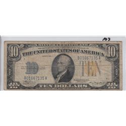 $10 NORTH AFRICA 1934 SILVER CERTIFICATE EMERGENCY ISSUE