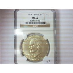 1976-S IKE SILVER DOLLAR NGC MS66