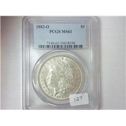 1883-O MORGAN SILVER DOLLAR PCGS MS61
