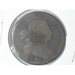 1803 US LARGE CENT REPUNCHED DATE