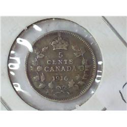 1916 CANADA FIVE CENTS