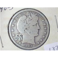 1903 BARBER HALF DOLLAR (VERY GOOD)