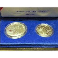 1986 US LIBERTY 2 COIN SET PROOF