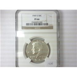 1969-S 40% SILVER KENNEDY HALF DOLLAR NGC PF66