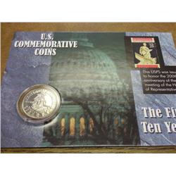 1989-S CONGRESS HALF DOLLAR AND STAMP SET PF