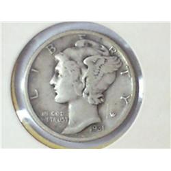 1931-D MERCURY DIME (VERY FINE)