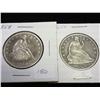 1858 (UNC) & 76-CC (VERY FINE) SEATED LIB. HALVES