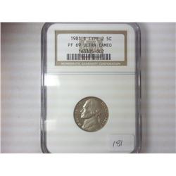 1981-S TYPE 2 JEFFERSON NICKEL NGC PF69 ULTRA CAM