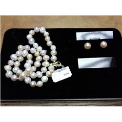 GENUINE FRESHWATER PEARL NECKLACE & EARRINGS