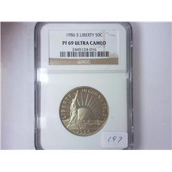 1986-S LIBERTY HALF DOLLAR NGC PF69 ULTRA CAMEO