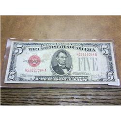 1928-E US FIVE DOLLAR NOTE RED SEAL