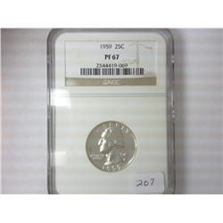 1959 WASHINGTON SILVER QUARTER NGC PF67