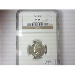 1969-S JEFFERSON NICKEL NGC MS66