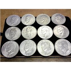 12 ASSORTED IKE DOLLARS