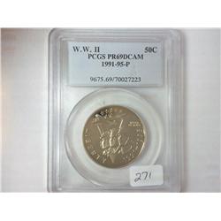 1991-95-P WWII HALF DOLLAR PCGS PR69DCAM