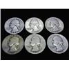Image 1 : 6-ASSORTED 40'S WASHINGTON SILVER QUARTERS