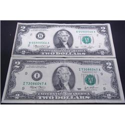 Lot- $2.00 Bills, 1976 & 2003