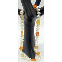 16" Pearl and Agate Necklace